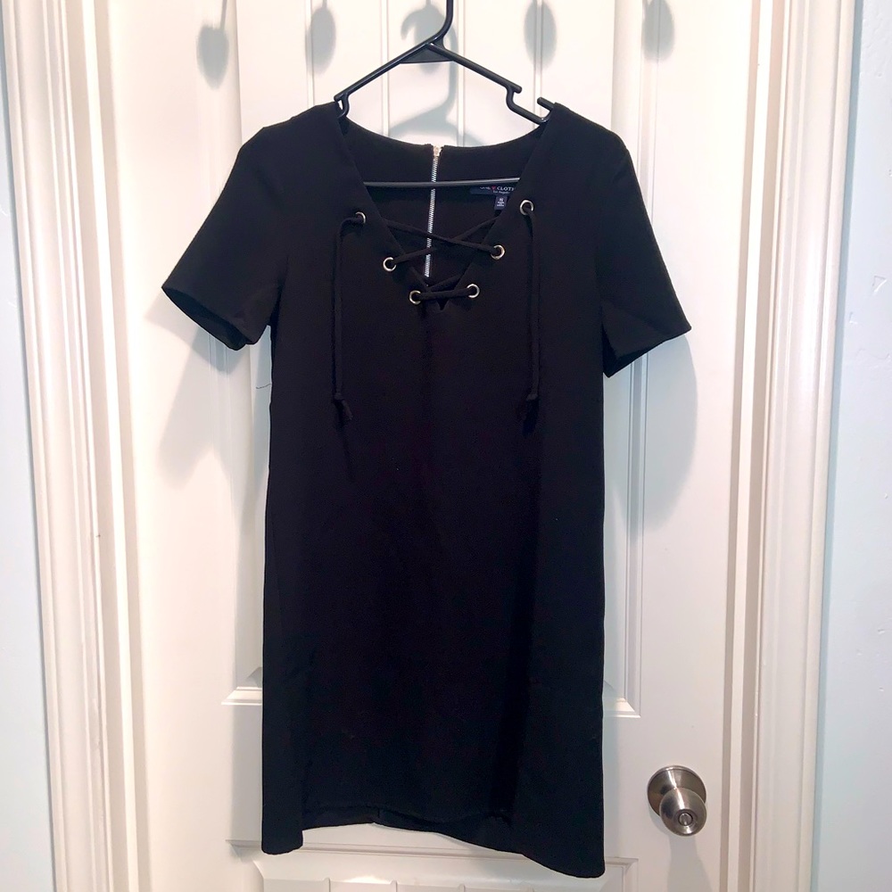 One Clothing mini t shirt style dress with lace up neck, size S